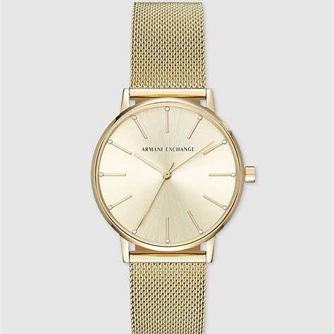 Armani Exchange AX5536 Women's Lola Gold-Tone Stainless Steel Mesh Watch