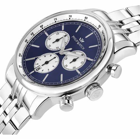 Philip Watch Anniversary R8273650004 Cronografo da uomo - Acciaio inossidabile 40 mm, quadrante blu