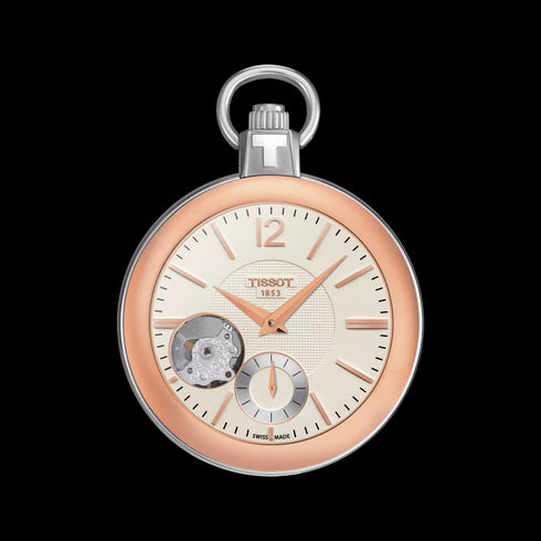 Tissot Pocket Mechanical Skeleton T8534052926701 – 49 mm Rose-Gold PVD Pocket Watch