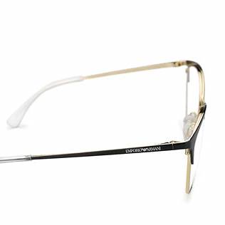 Emporio Armani EA1087 3014 54 Women's Eyeglasses - Shiny Black and Pale Gold Frame, Clear Lenses