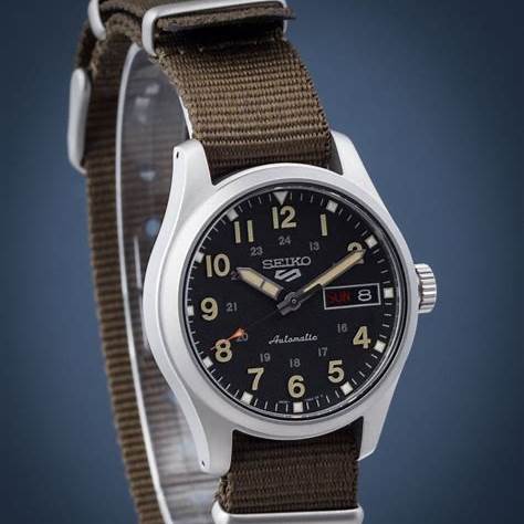 SEIKOSeiko 5 Sports SRPJ85K1 Automatic Men's Watch - Black Dial, Green Nylon StrapWATCHESEcecile