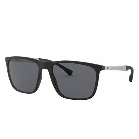 Emporio Armani EA4150 506387 Men's Sunglasses - Matte Black Frame, Grey Lenses, 59mm