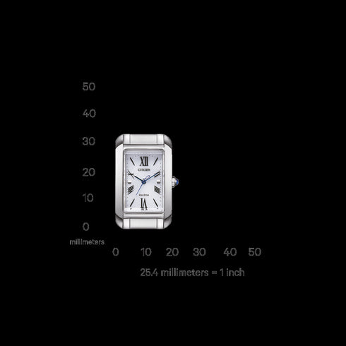 Citizen EW5620-55A Ladies’ Eco-Drive Watch – Silver Dial, Stainless Steel 32.5 × 19.5 mm