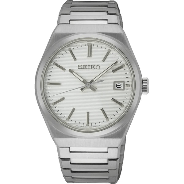 SEIKOSeiko Classic SUR553P1 Men's Quartz Watch - White Dial, Stainless Steel BraceletWATCHESEcecile