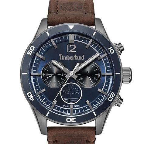 TIMBERLANDTimberland Ashmont Men's Dual - Time Watch TDWGF2230903 – Gray Stainless Steel Case, Brown Leather StrapWATCHESEcecile
