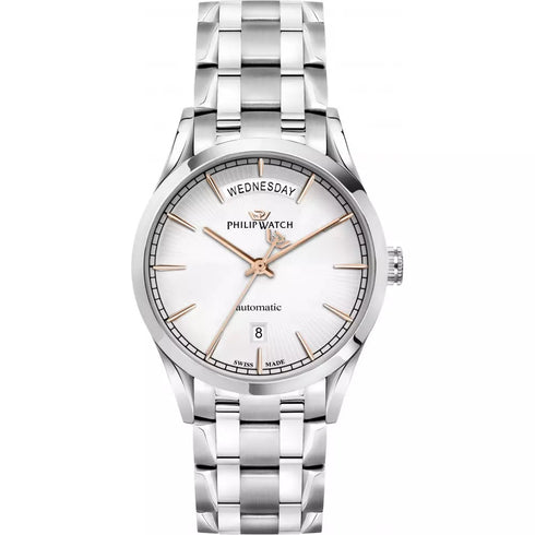 Philip Watch Sunray R8223180004 Orologio automatico da uomo - Bracciale in acciaio, quadrante argentato