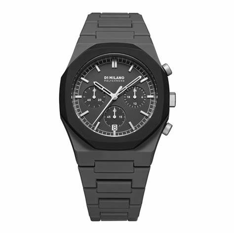 D1 Milano Polychrono PHBJ04 Unisex-Uhr - Black Blast, 40,5 mm Polycarbonat-Gehäuse