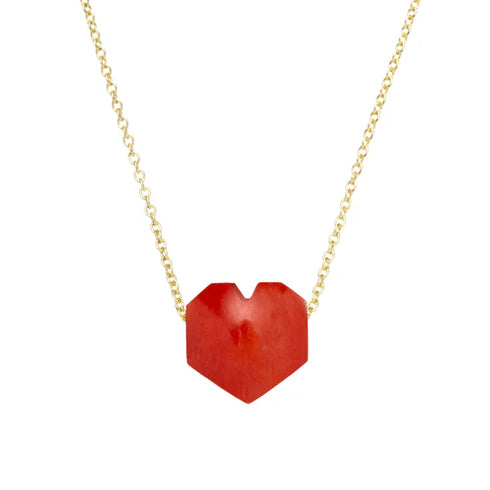 ALIITAAliita Mini Corazon Necklace – 9kt Yellow Gold, Red Coral Heart, 45cmBIJOUXEcecile