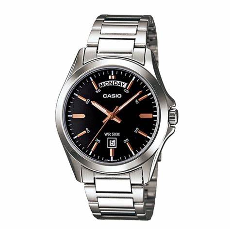 CASIO & VINTAGECasio MTP - 1370D - 1A2VDF Men's Analog Watch - Black Dial, Stainless Steel BandWATCHESEcecile