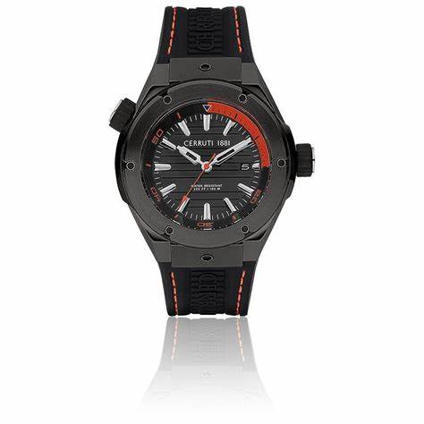 CERRUTI 1881Cerruti 1881 Ruscello CIWGN2207502 Men's Quartz Watch - Black Dial, Black Rubber StrapWATCHESEcecile