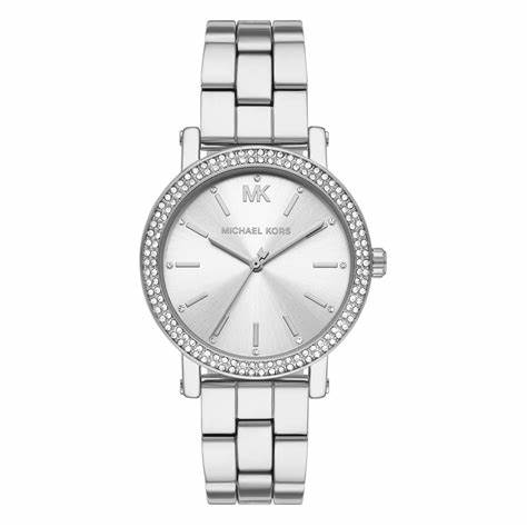 Michael Kors Corey MK7347 Reloj de mujer en tono plateado - Crystal Embellished