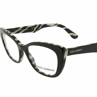 Dolce & Gabbana DG3360 3372 52 Women's Cat-Eye Eyeglasses - Top Black on Zebra Frame
