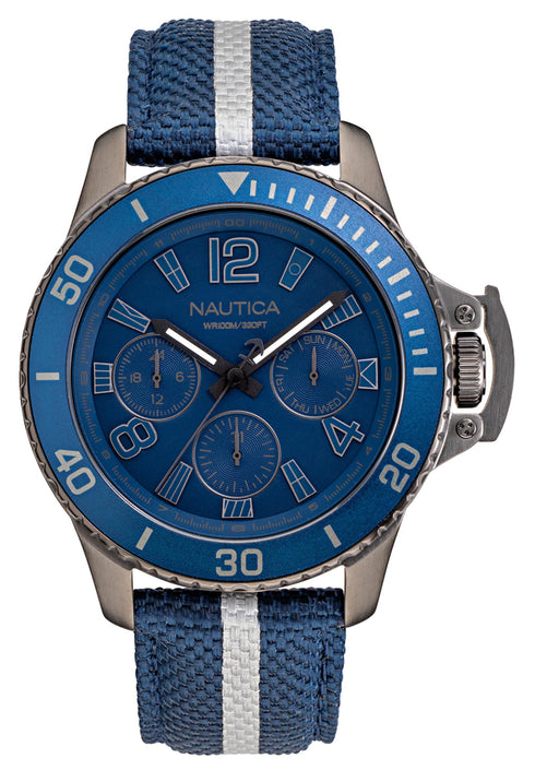 Nautica Bayside NAPBSF919 Men’s Sport Watch – Blue Dial & Textile Strap, 45 mm