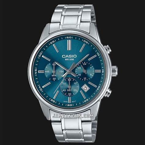 CASIO & VINTAGECasio MTP - E515D - 2A1VDF Men's Chronograph Watch – Blue Dial, Stainless Steel BandWATCHESEcecile