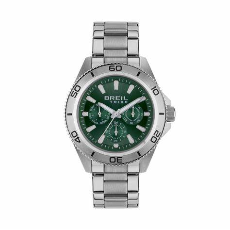 Breil Challenge EW0711 Men's Chronograph Watch - Green Dial, Stainless Steel Bracelet