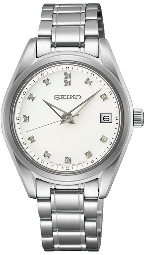 SEIKOSeiko Women's Quartz Watch SUR579P1 - 32mm Stainless Steel Case, Mother of Pearl Dial with Diamond Hour Markers, Sapphire CrystalWATCHESEcecile