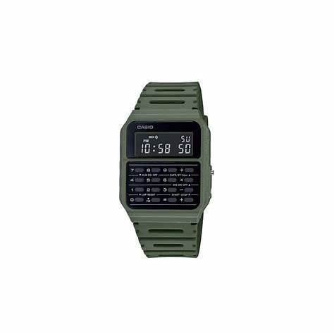 CASIO & VINTAGECasio CA - 53WB - 3BEF Unisex Digital Calculator Watch - Green Resin StrapWATCHESEcecile