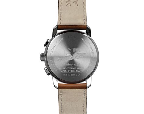 Reloj Zeppelin Méditerranée Cronógrafo 9670-5 Hombre - Esfera beige, correa de piel marrón
