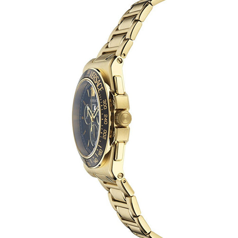 Versace Greca Extreme Chrono VE7H00623 Men's Watch - Gold-Tone Stainless Steel, Black Dial, 45mm