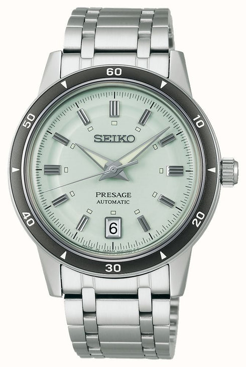 SEIKOSeiko Presage SRPL71J1 Style 60's Auto Watch - Ice Green Dial, Steel BraceletWATCHESEcecile