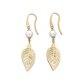 Majorica Dafne Earrings 16627.01.1.000.010.1 – 925 Gold-Plated Silver, White Pearl, Leaf Design