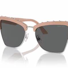 Occhiali da sole Jimmy Choo JC 5014 - 54 mm, montatura rosa/argento con lenti grigio scuro