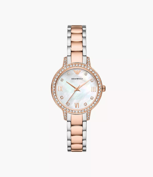 Emporio Armani AR11499 Women's Watch - 32mm, Two-Tone, Mother-of-Pearl Dial