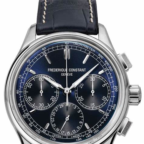 Frederique Constant Flyback Chronograph Manufacture FC-760N4H6 - Blaues Zifferblatt, Edelstahlgehäuse, Lederarmband