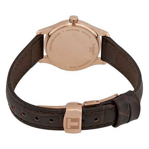 TISSOTTissot Tradition 5.5 Lady's Watch - White Dial, Rose Gold PVD Case, Brown Leather StrapWATCHESEcecile