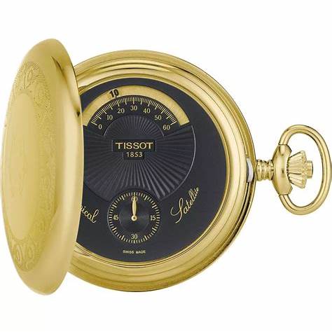 TISSOTTissot T - Pocket Satellite T851.405.99.050.01 Mechanical Pocket Watch - 52.5mm Gold Brass Case, Black DialWATCHESEcecile