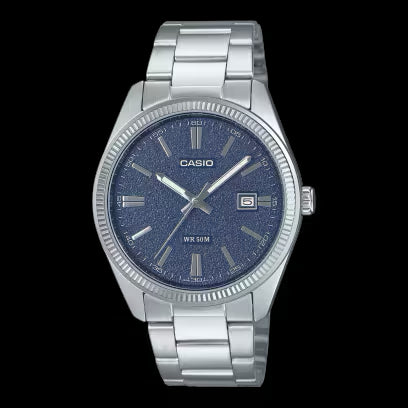 Reloj Casio MTP-1302DA-2A1VDF para hombre con esfera azul y pulsera de acero inoxidable