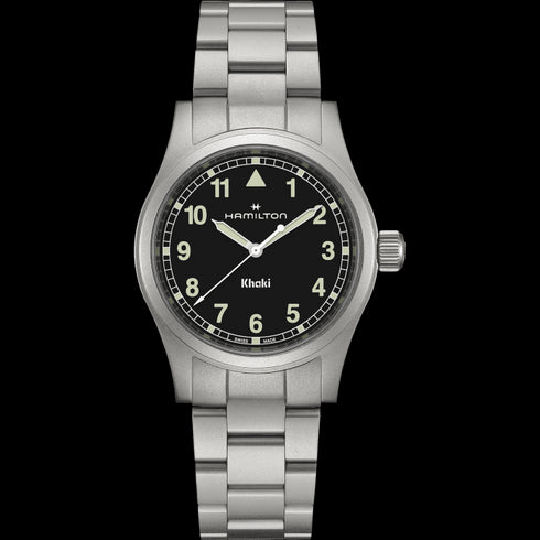 HAMILTONHamilton Khaki Field Quartz H69401130 Men's Watch - 38mm Stainless Steel Case, Black Dial, Metal BraceletWATCHESEcecile