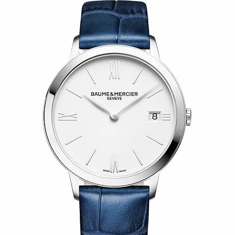 BAUME&MERCIERBaume & Mercier Classima MOA10355 Women's Quartz Watch - 36.5mm Stainless Steel Case, White Dial, Blue Leather StrapWATCHESEcecile