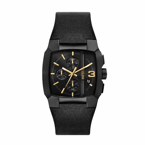 Diesel Cliffhanger Chronograph Men's Watch DZ4645 - 40mm Black Dial, Black Leather Strap