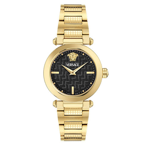 VERSACEVersace VE5B00625 Greek Women's Watch – Gold PVD, Black Dial, 35mmWATCHESEcecile