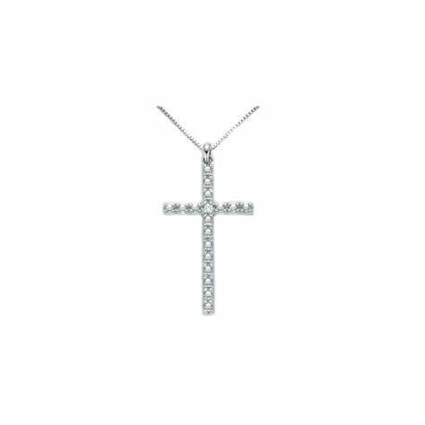 MILUNAMiluna CLD3988 Women's Necklace - White Gold Cross Pendant with DiamondsJEWELRYEcecile