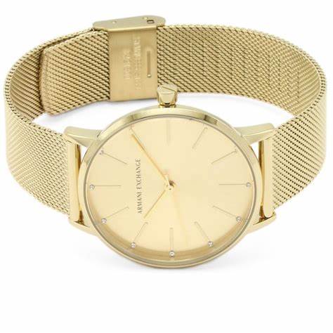 Armani Exchange AX5536 Women's Lola Gold-Tone Stainless Steel Mesh Watch