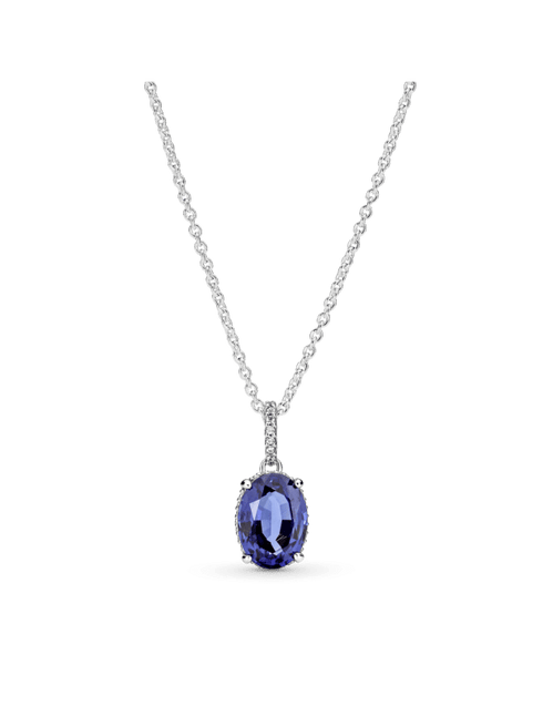 PANDORAPandora 390055C01 - 45 Sparkling Halo Pendant Necklace – Sterling Silver, Blue Crystal, 45cmBIJOUXEcecile