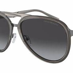 Emporio Armani EA2145 3357/8G Occhiali da sole da uomo - Montatura lucida trasparente fumo, lenti grigio sfumato, 59mm
