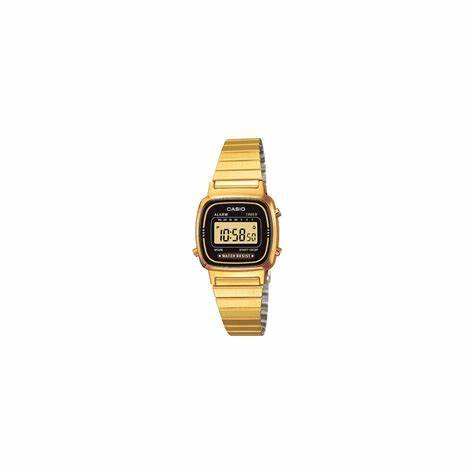 CASIO & VINTAGECasio LA - 670WEGA - 1EF Vintage Mini Digital Watch - Black Dial, Gold Stainless Steel BraceletWATCHESEcecile