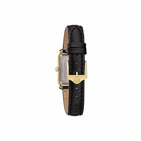 Bulova 97L173 Reloj Mujer - Caja dorada, correa de piel negra, esfera nacarada