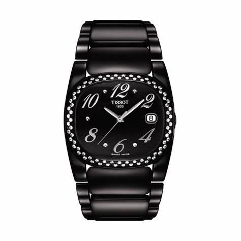 Tissot T-Moments T0093101105702 Women's Watch – Black Dial, Diamond-Set Bezel, Black PVD Stainless Steel Bracelet