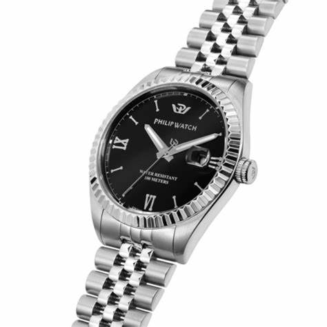 Philip Watch Caribe R8253597076 Orologio al quarzo da uomo - Quadrante nero, bracciale in acciaio inossidabile