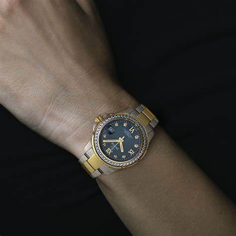 JAGUARJaguar Women's Swiss Quartz Watch - Model J893/2, Two - Tone Stainless Steel, Blue Dial, Crystal AccentsWATCHESEcecile