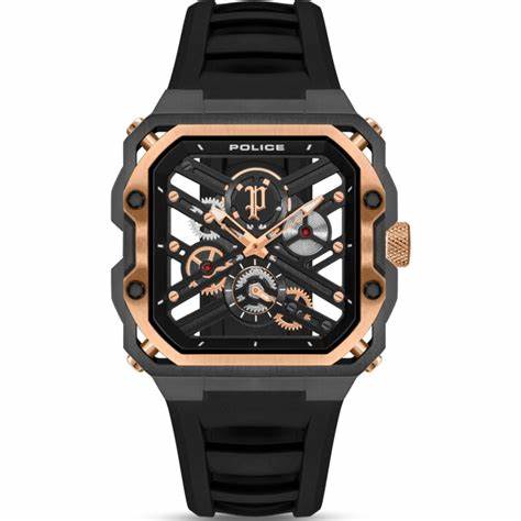 Police Disruptor I PEWGM0072002 – 45 mm Gunmetal Skeleton Dial, Black Silicone