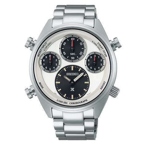 Seiko Prospex SFJ009P1 Reloj Cronógrafo Solar Hombre - Esfera Blanca, Brazalete Acero Inoxidable