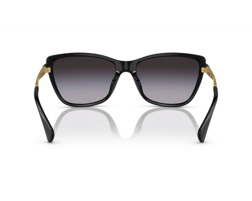 Ralph by Ralph Lauren RA5308U 5001/8G Women's Cat-Eye Sunglasses – Shiny Black Frame, Grey Gradient Lenses