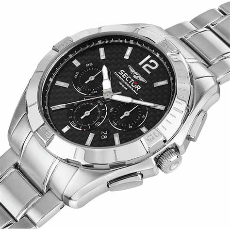 Sector 790 R3273636003 Herren Chronograph Quarzuhr - 42mm Schwarzes Zifferblatt, Edelstahlarmband