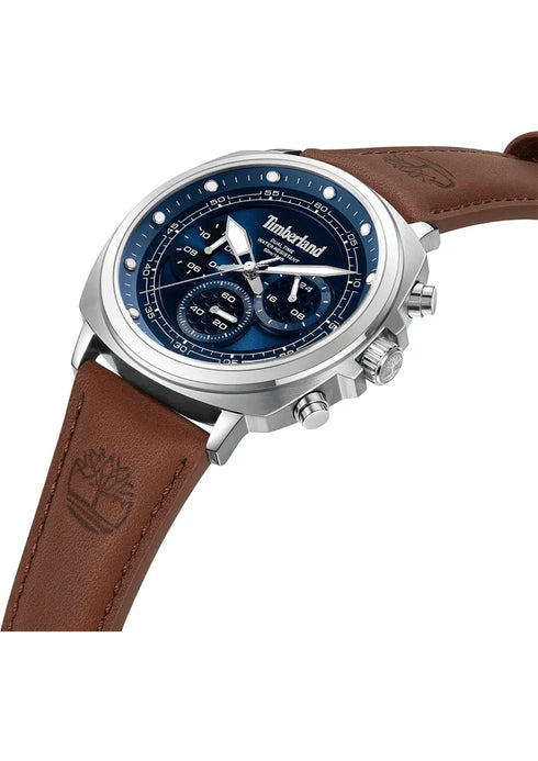TIMBERLANDTimberland Williston - Small TDWGF0042001 Men's 44mm Blue Dial Chronograph Quartz Watch – Brown Leather StrapWATCHESEcecile