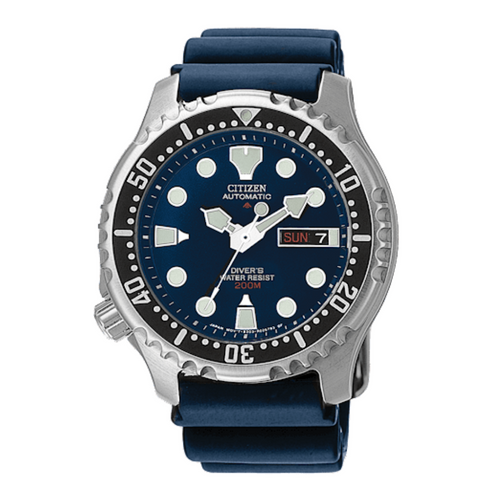 Reloj Citizen NY0040-17L Hombre - Esfera azul, caja de acero inoxidable y correa de caucho azul